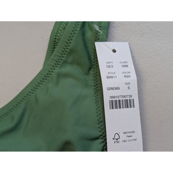 NWT J Crew Scoopneck Bikini Top Womens Small Green Classic Preppy Bold Earth - Picture 4 of 4